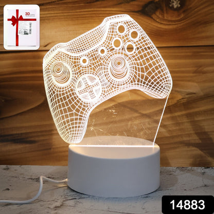 3D Illusion LED Night Lamp with Gaming Controller Design