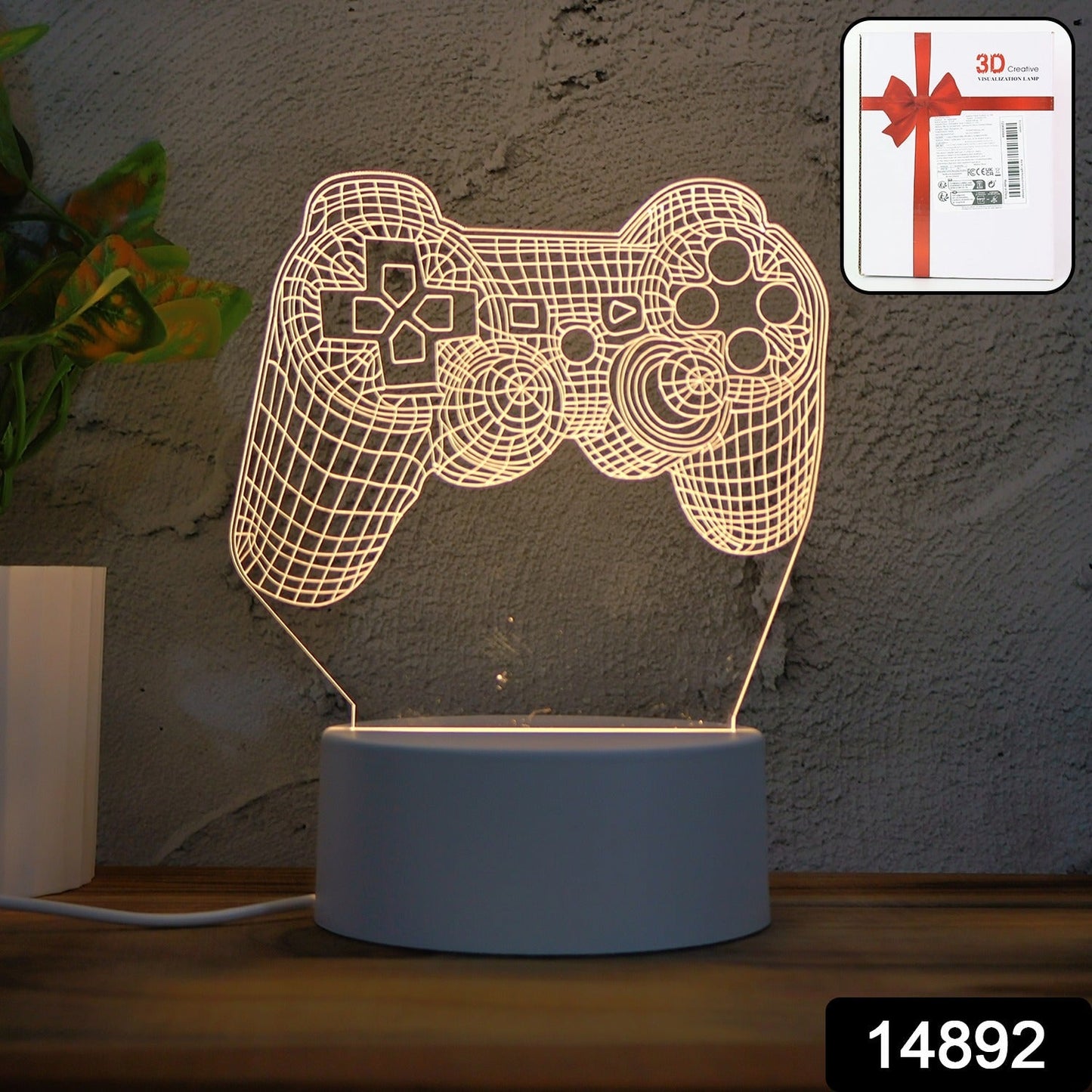 3D Acrylic LED Night Lamp – Game Controller Shape Decorative Light for Gamers (1 Pc)