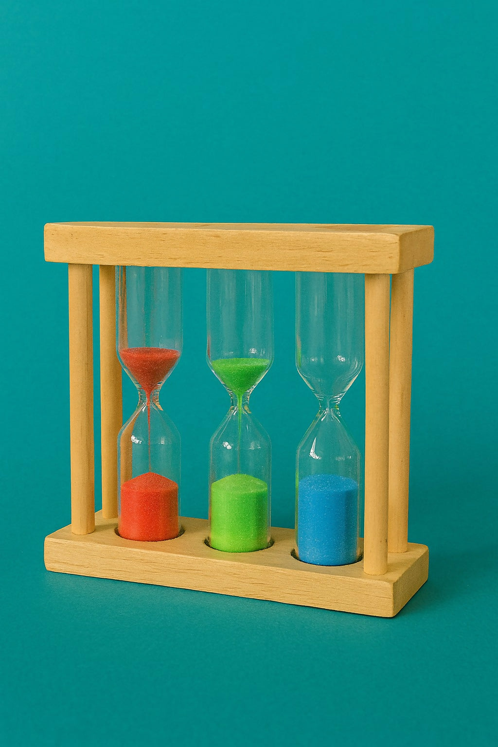 3-in-1 Colorful Sand Timer Set (1 Min, 3 Min, 5 Min) with Wooden Frame – Visual Time Management Hourglass for Kids, Study, Office, Kitchen & Meditation – Durable Glass Sand Clocks